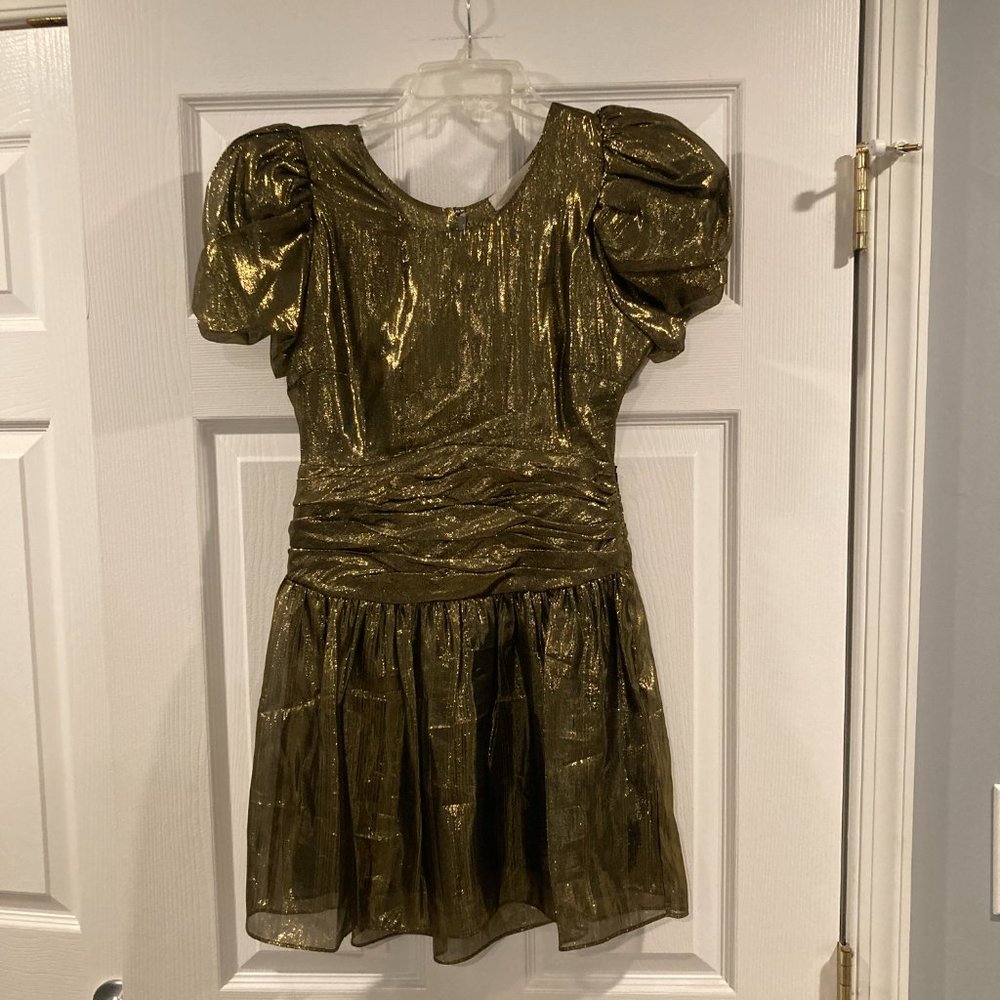 LoveShackFancy Gold Mini Dress